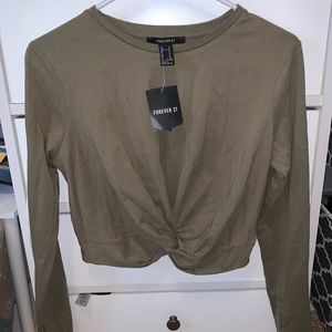 Army green crop top